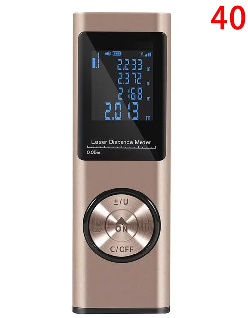 Load image into Gallery viewer, SmartMeasure 40M/60M Mini Laser Distance Meter – USB Rechargeable Handheld Rangefinder for Accurate Measurements
